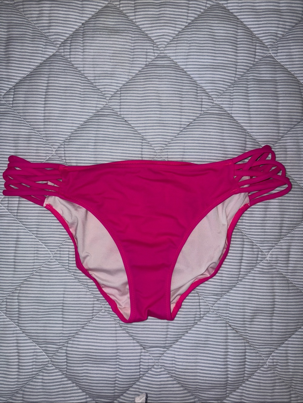 PINK Victoria's Secret Vibrant Pink Strappy Bikini Bottom